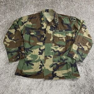 Vintage US Army Jacket Mens Medium Regular Woodland Camo Military‎ Coat 80s